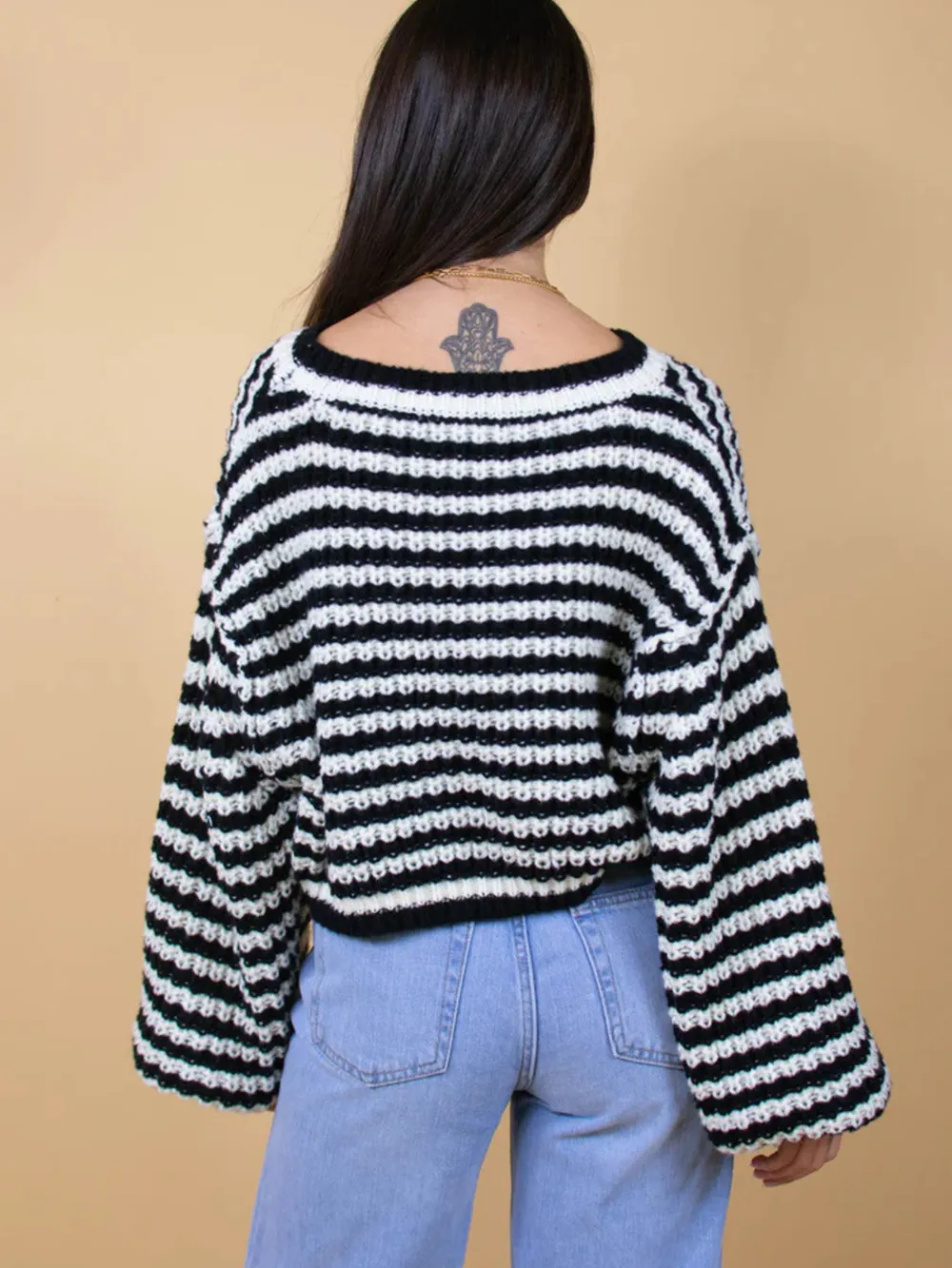 Oversized Striped Drop Shoulder Sweater, image 5