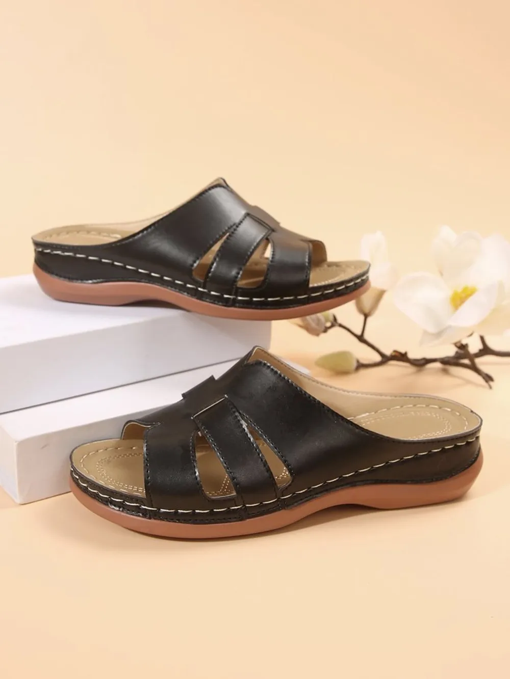 Cutout Leather Open Toe Sandals, image 9