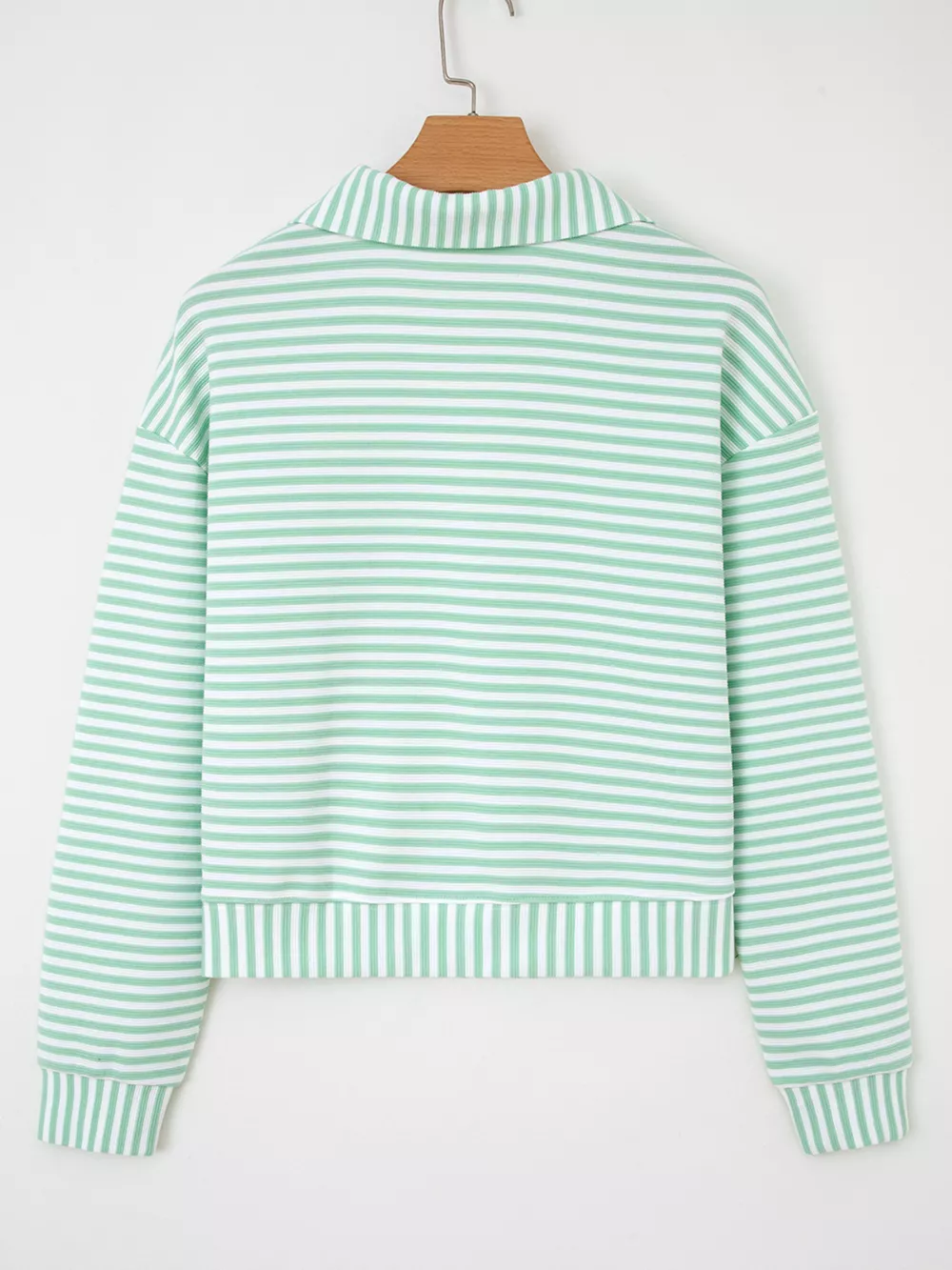 Stripe Quarter Zip Collar Long Sleeve Top, image 14