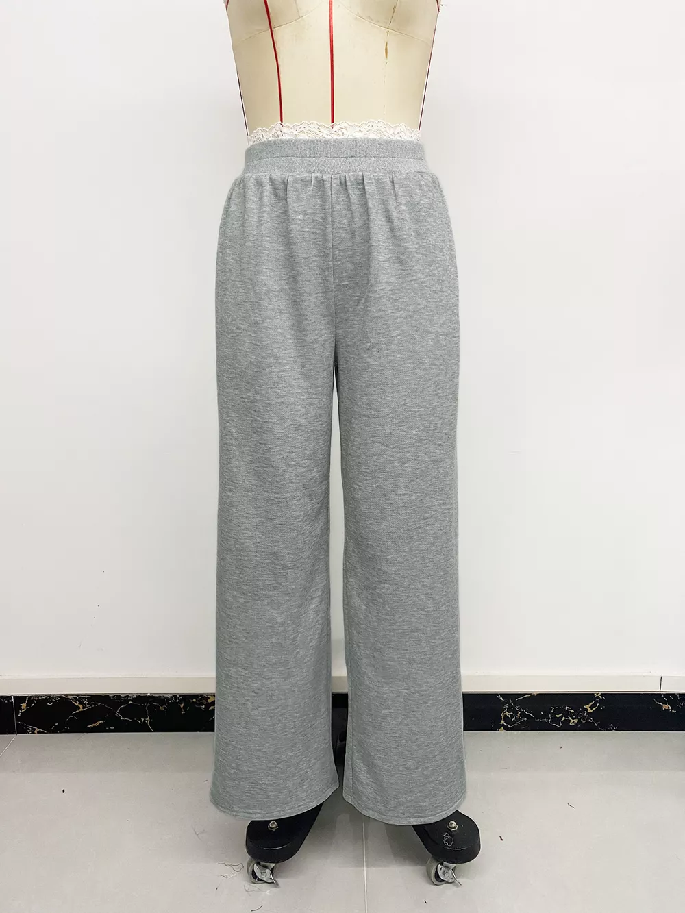 Lace Detail Wide Leg Casual Pants, image 10