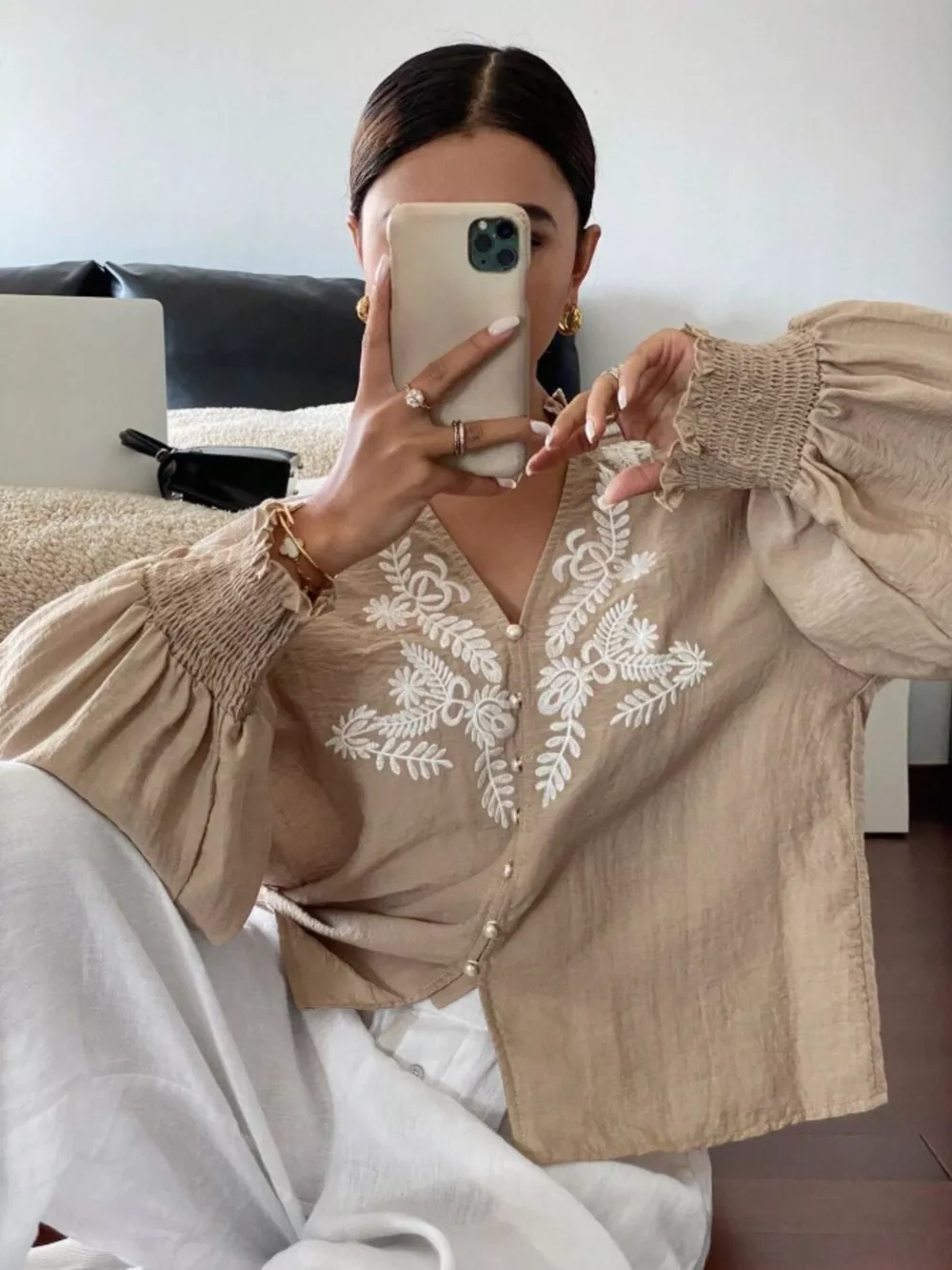 Embroidered Long Sleeve Blouse, image 12