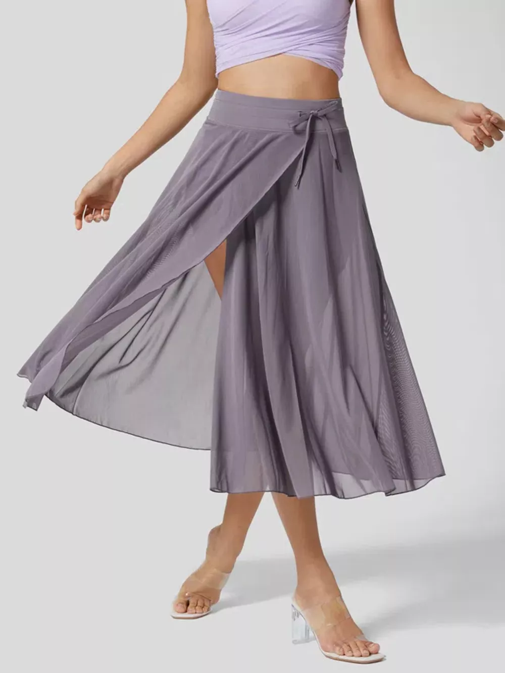 Slit Flowy Skirt with Shorts Liner, image 20