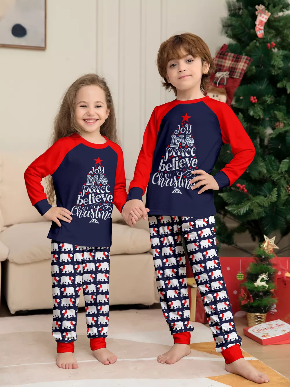 Full Size Matching Family Christmas Pajama Set with Festive Print Plus Size, image 8