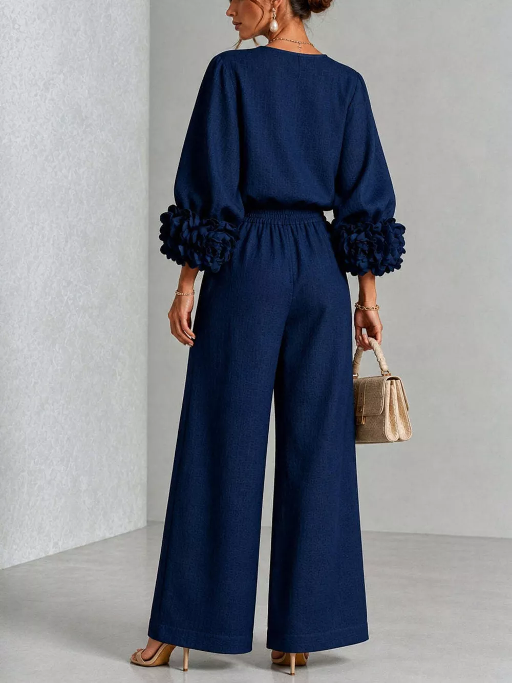 Full Size Floral Cuffs Top and Wide Leg Pants Set Plus Size, image 24