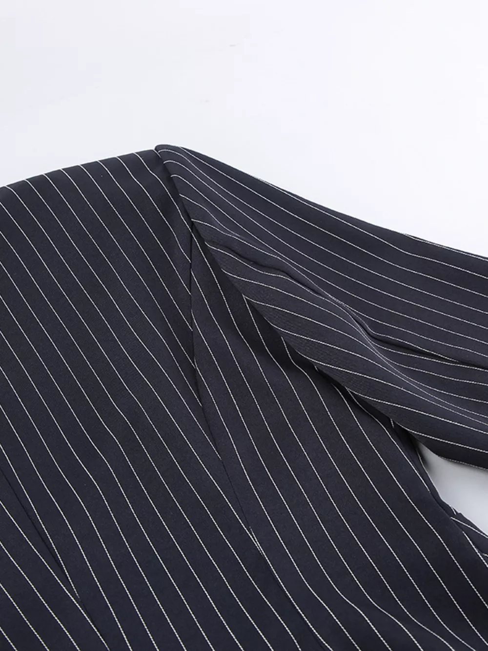 Striped Blazer and Mini Skirt Set with Scarf Detail, image 16