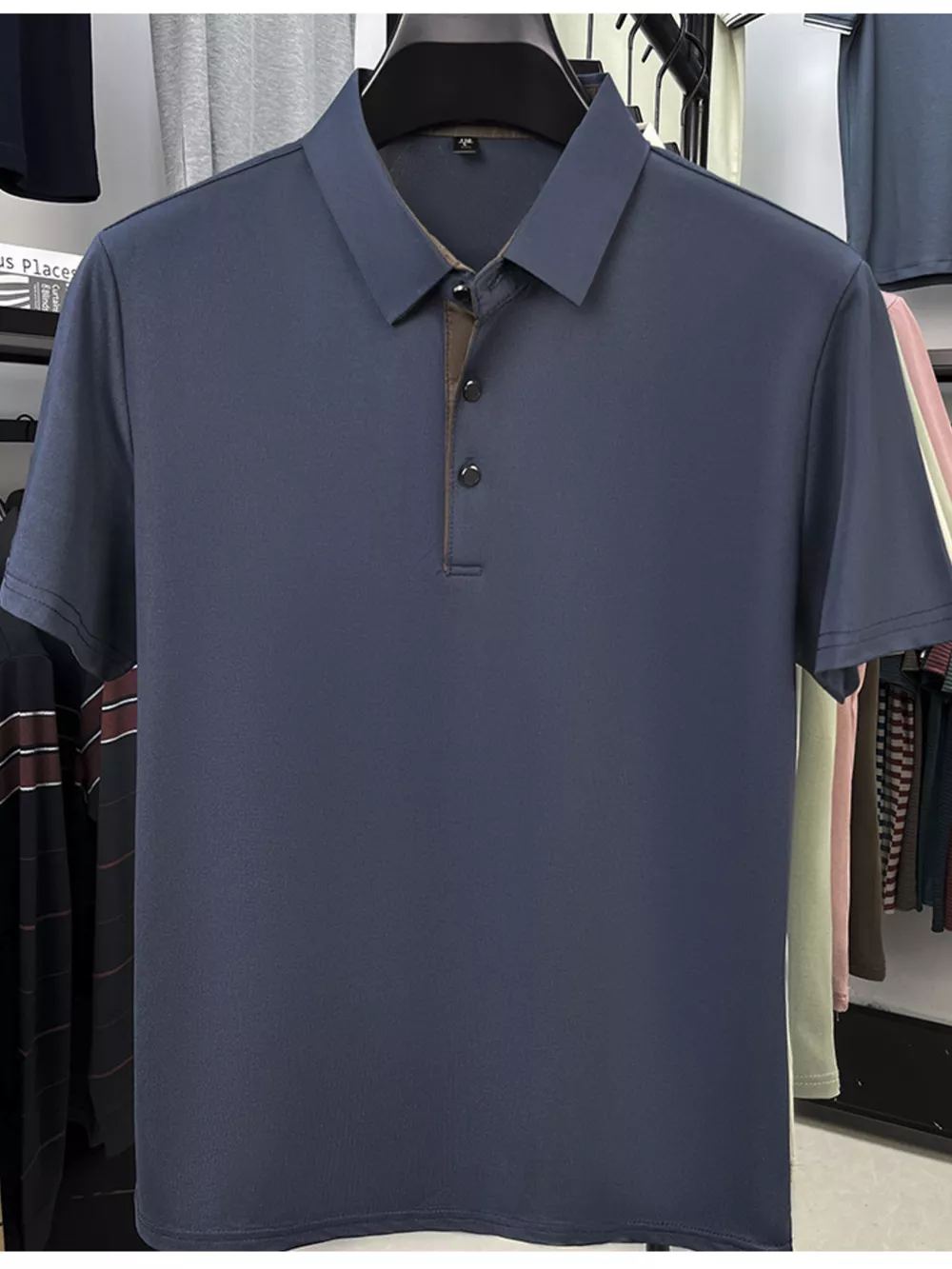 Men's Plus Size Button Detail Short Sleeve Polo, image 3