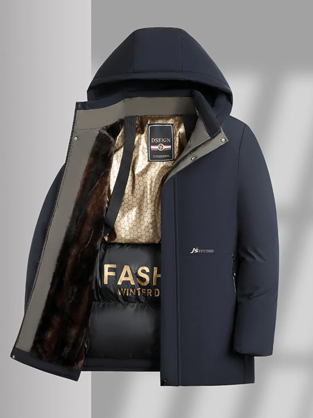 Men's Plus Size Thermal Lining Hooded Winter Coat, image 3