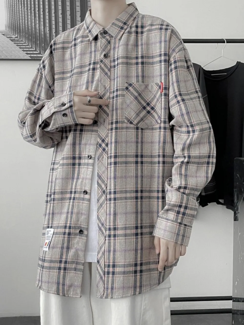 Men's Plus Size Plaid Button Up Shirt, image 5