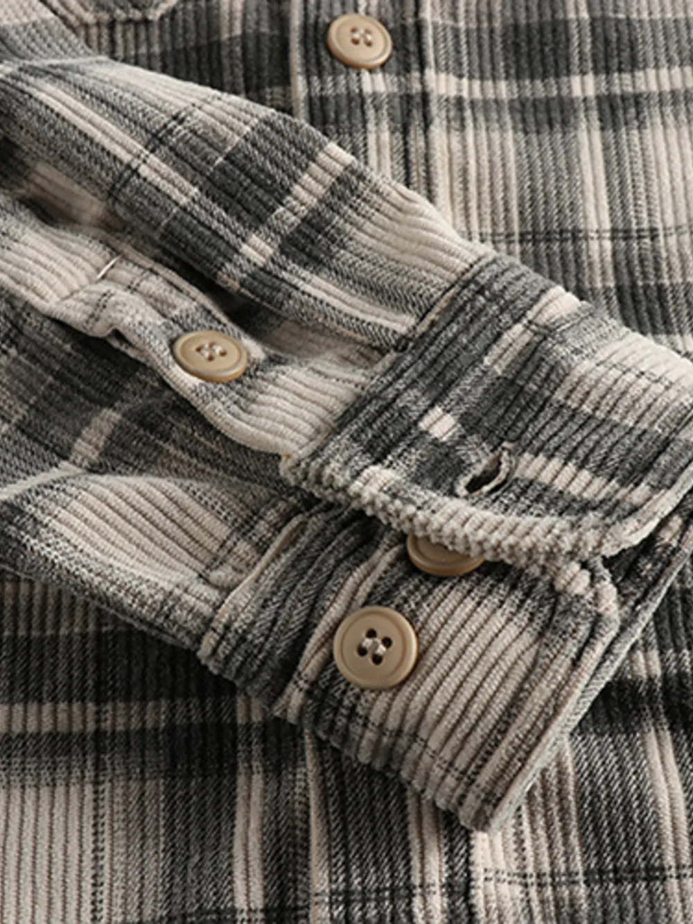 Men's Plus Size Button Down Plaid Corduroy Shirt with Chest Pockets, image 10