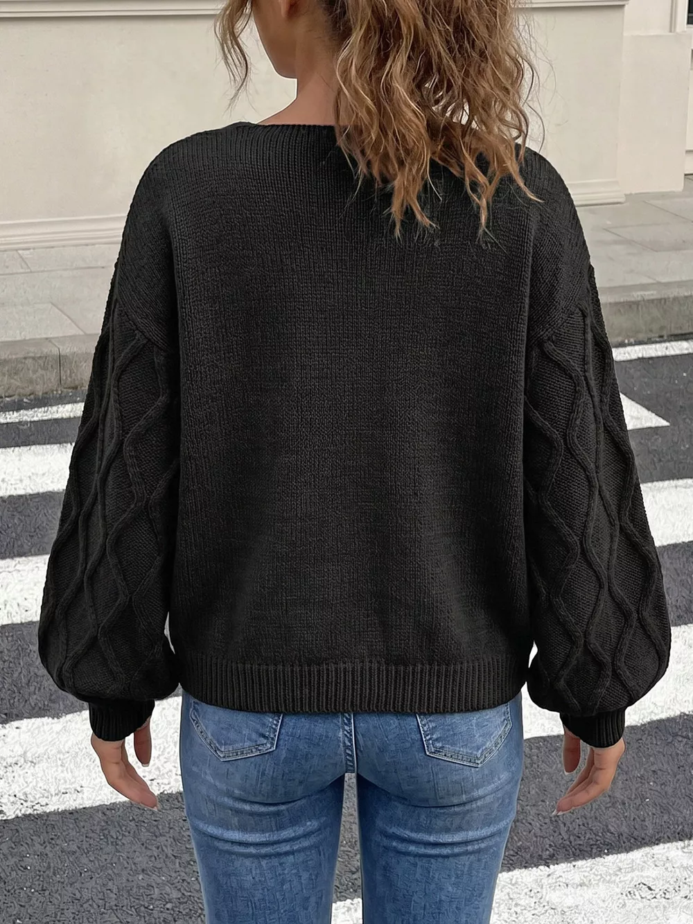 Snowflake Textured V-Neck Sweater, image 8