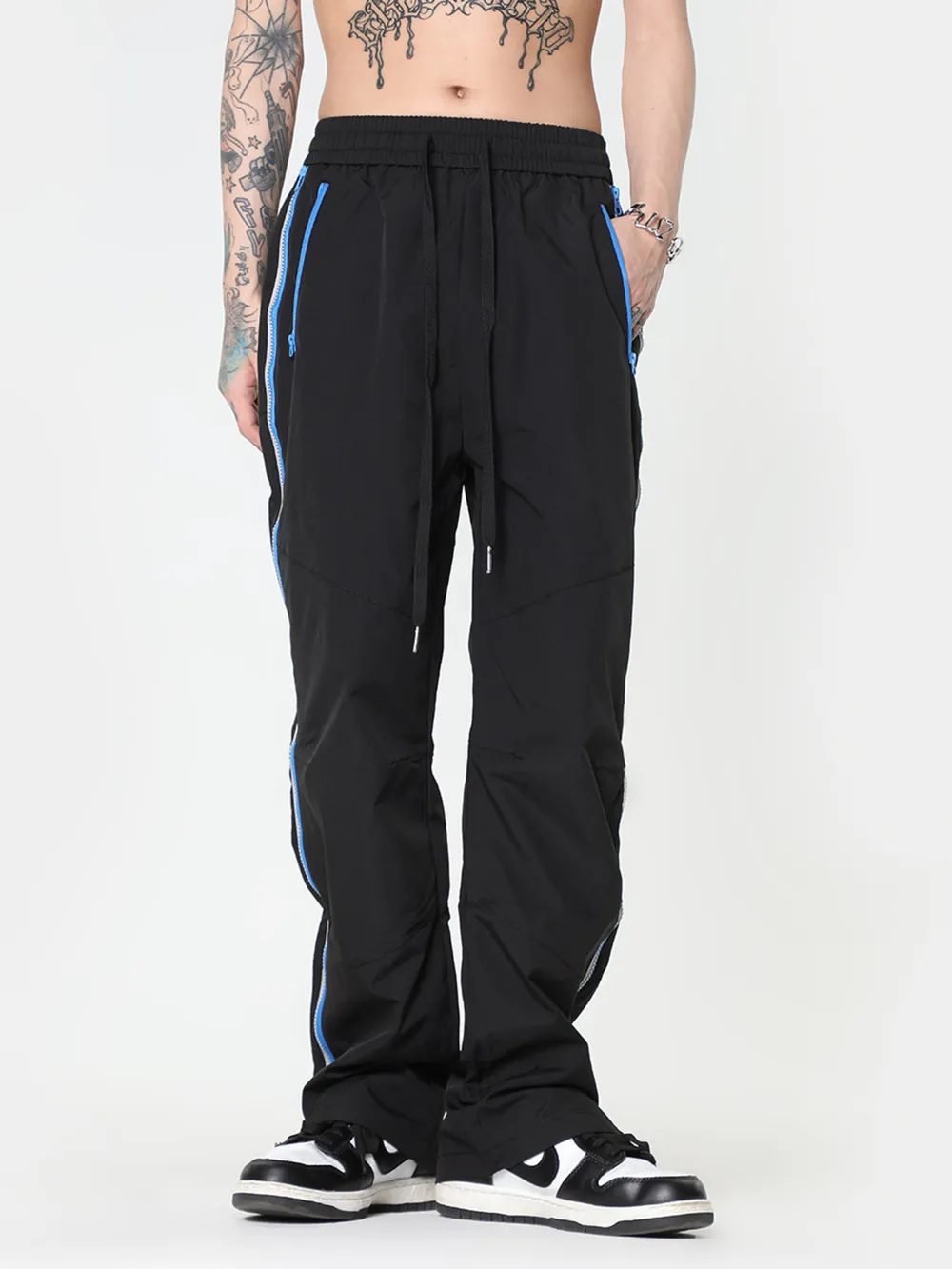 Men's Drawstring Pants with Side Stripe Detail