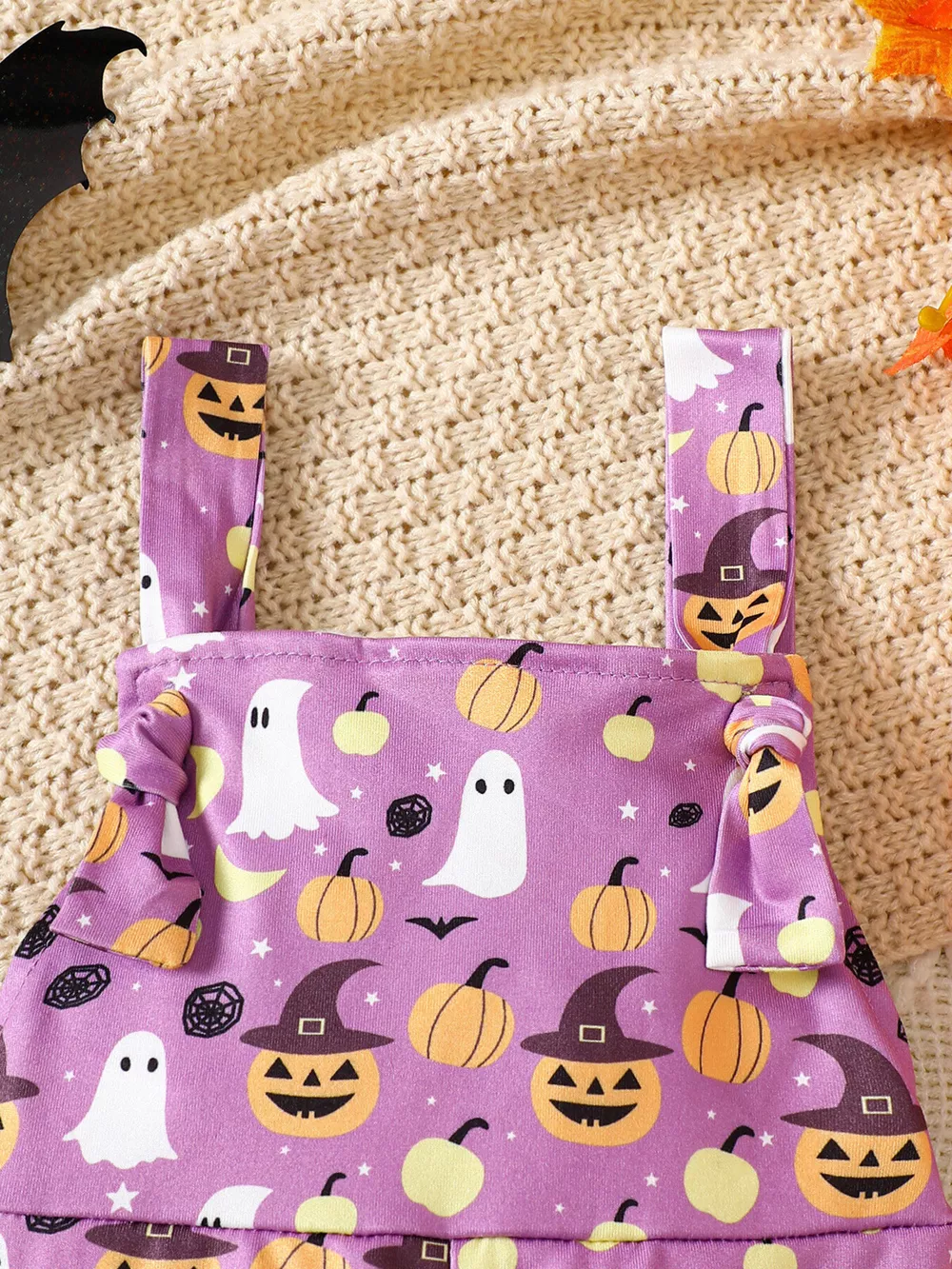 Children's Halloween Pumpkin Print Bell-Bottom Jumpsuit, image 3