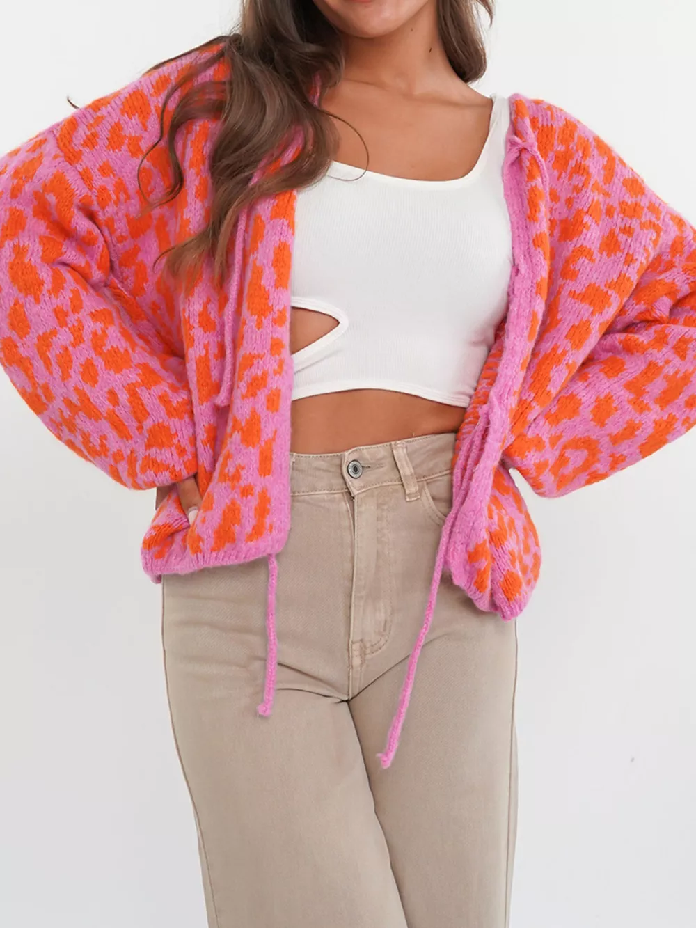 Leopard Tie-Front Cardigan, image 7