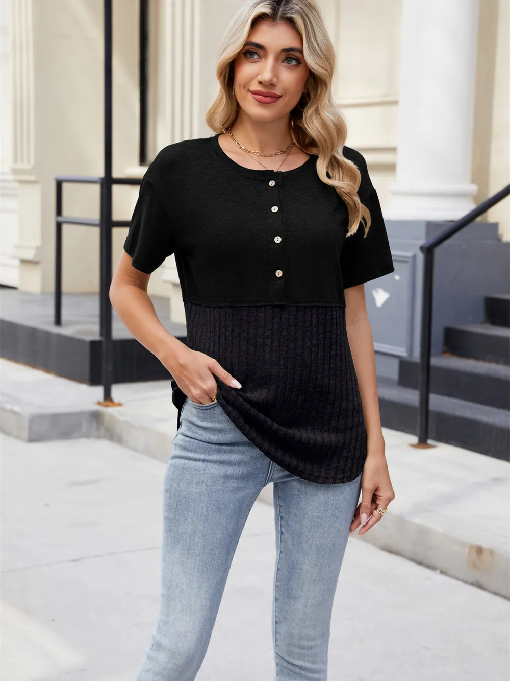 Two-Tone Short Sleeve Top, image 19