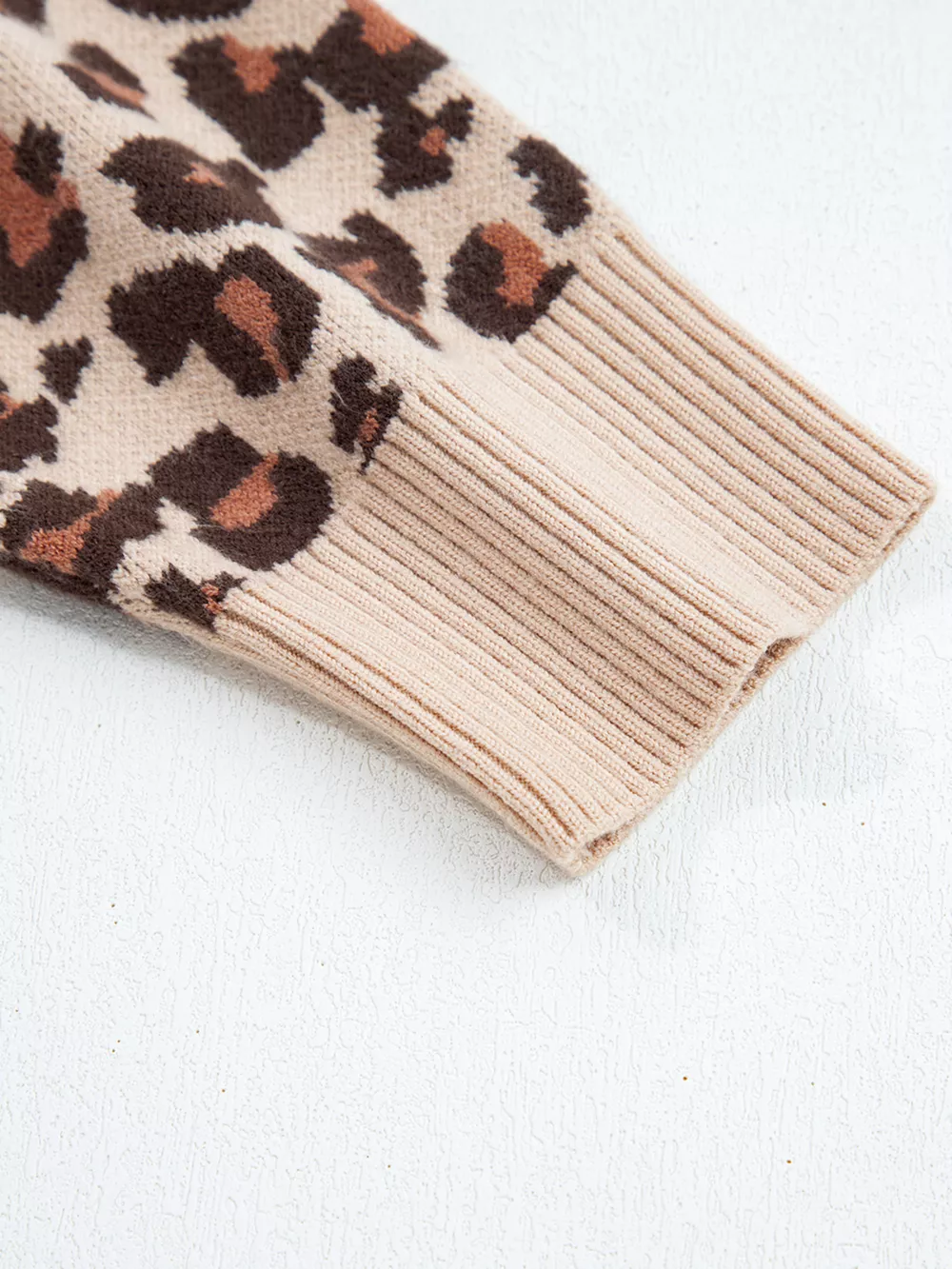 Leopard Print High Neck Shift Mini Sweater Dress, image 6