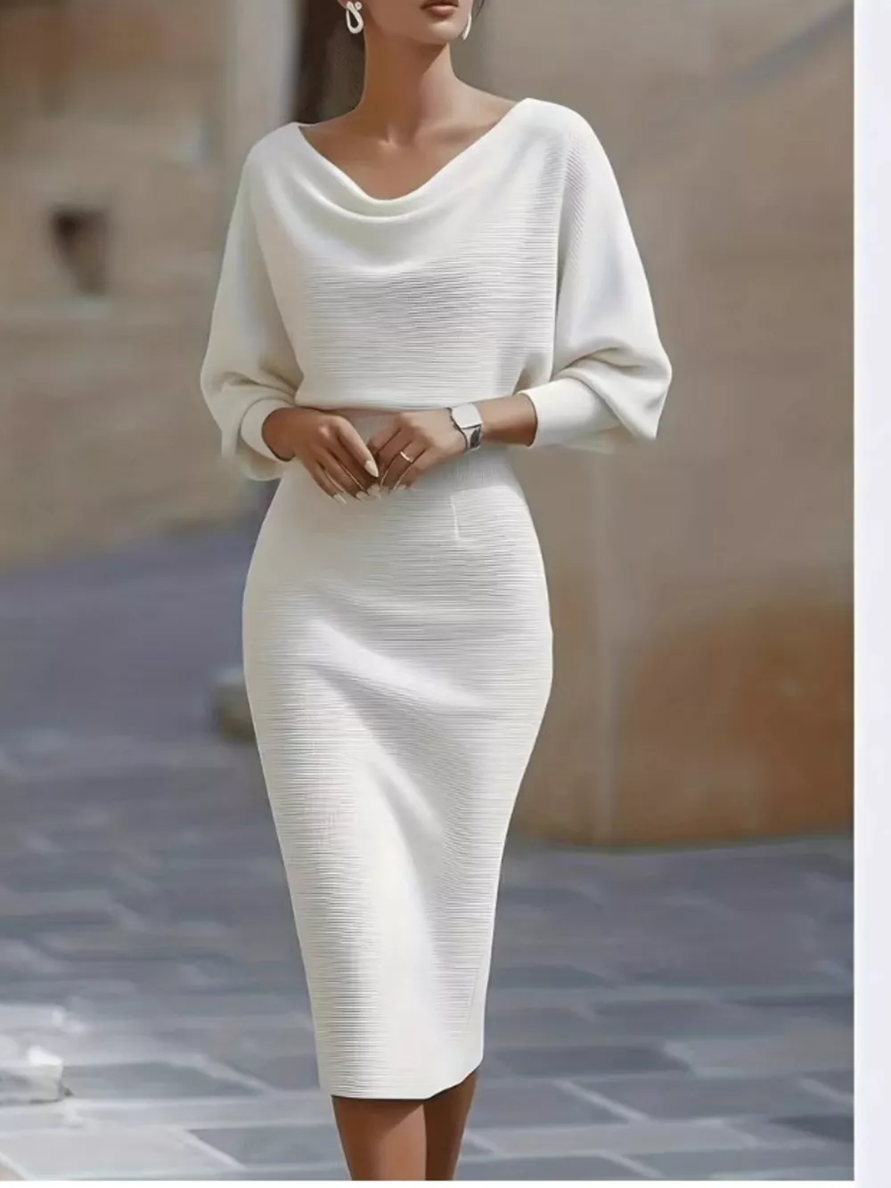 Cowl Neck Knit Bodycon Dress, image 5