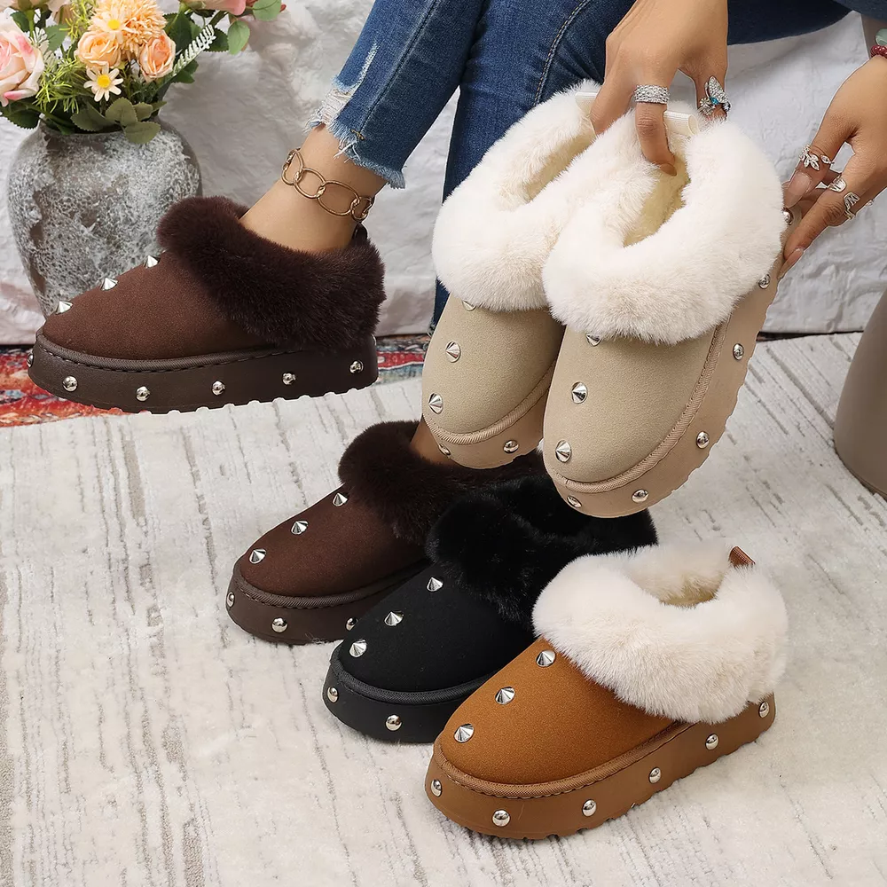 Studded Platform Faux Fur Lined Winter Boots, image 2