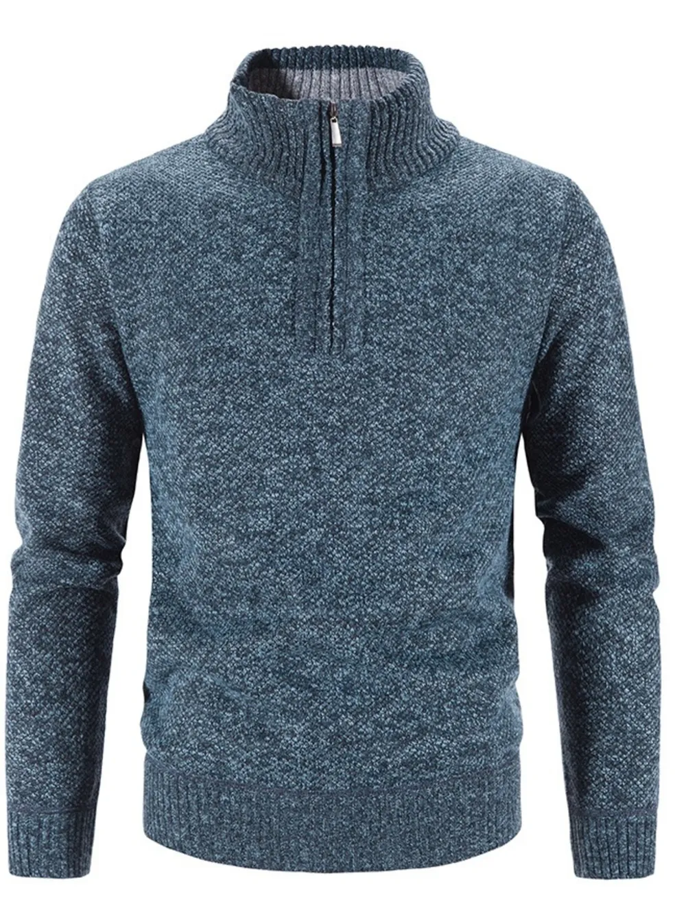 Men's Plus Size Quarter Zip Long Sleeve Sweater, image 2