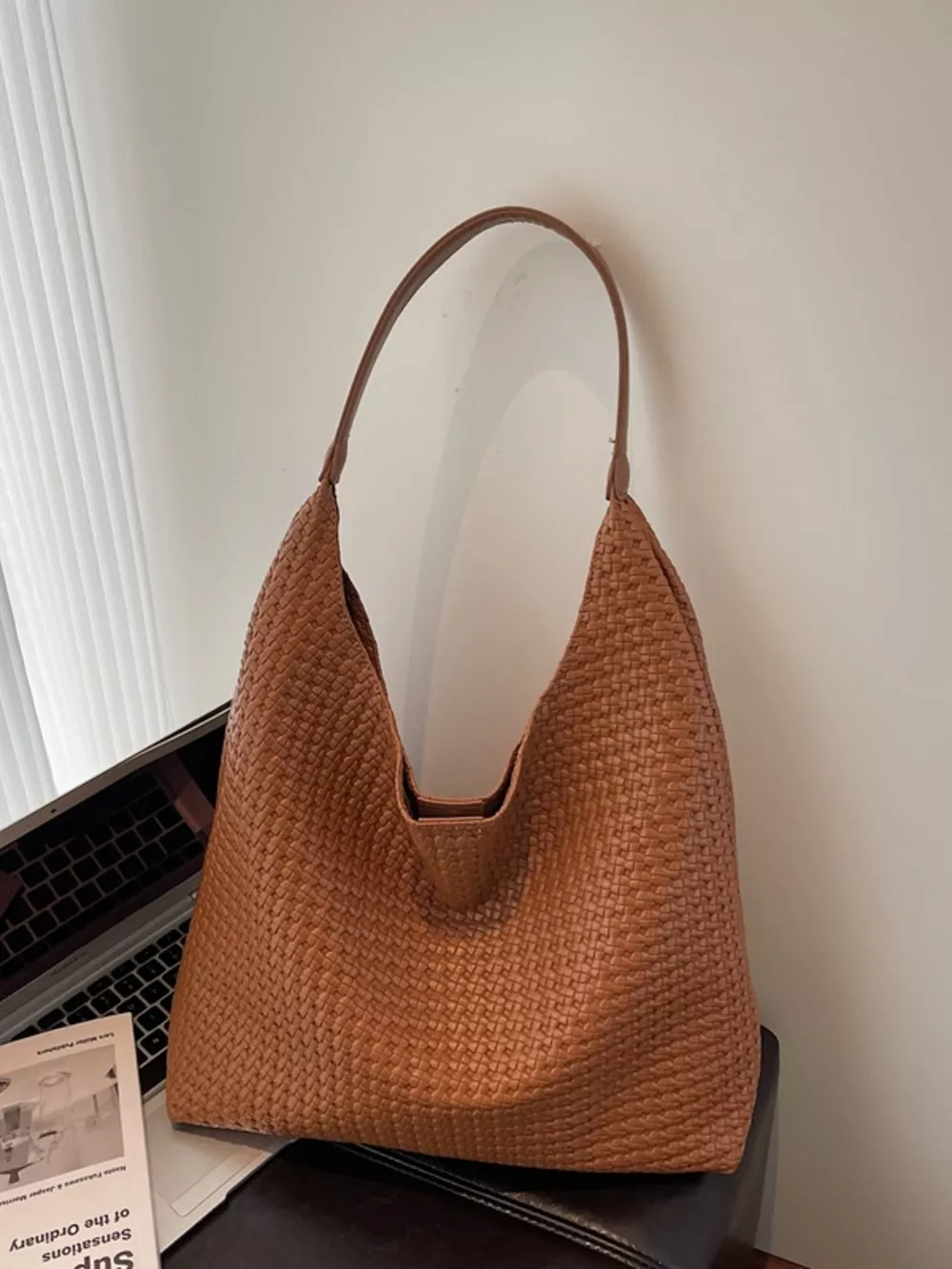 Woven Straw Texture Shoulder Bag, image 12