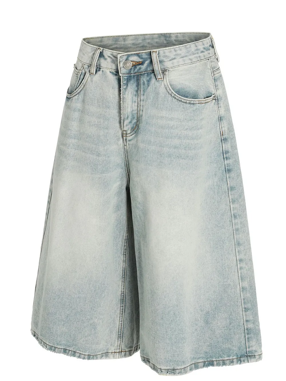 Men's Wash Wide Leg Denim Shorts, image 2
