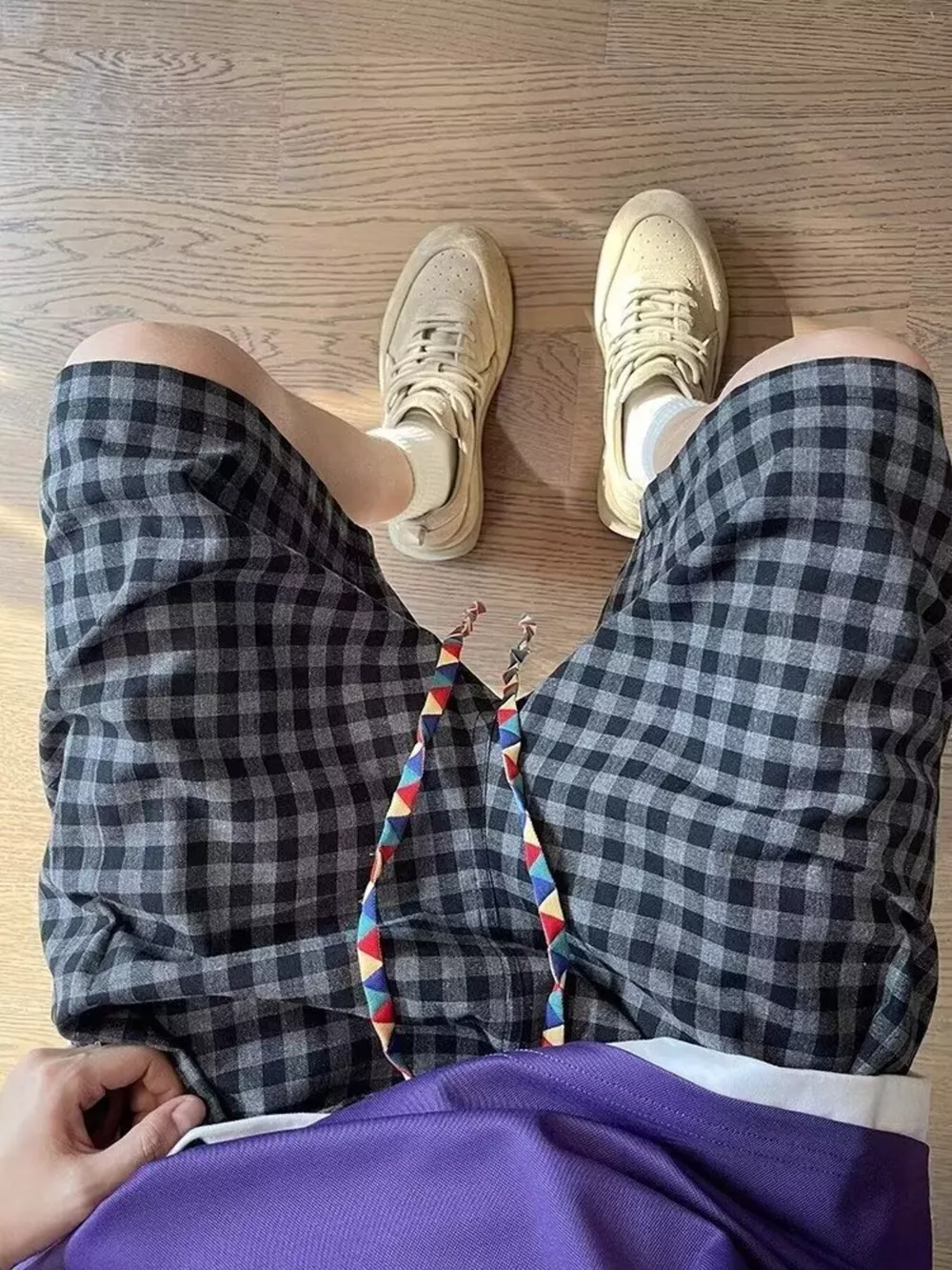 Men's Plus Size Plaid Drawstring Casual Shorts, image 4