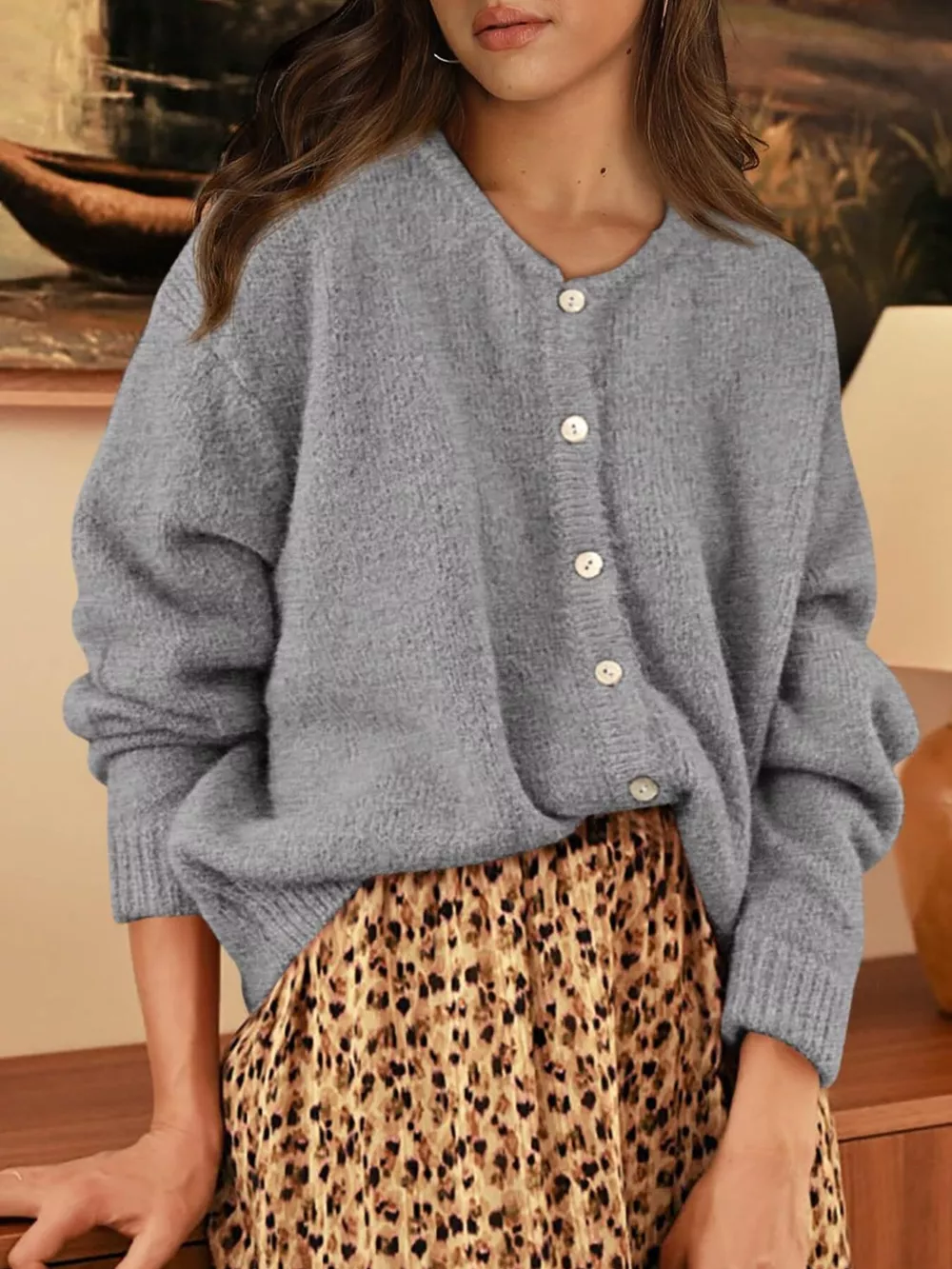 Button-Down Dropped Shoulder Cardigan, image 12