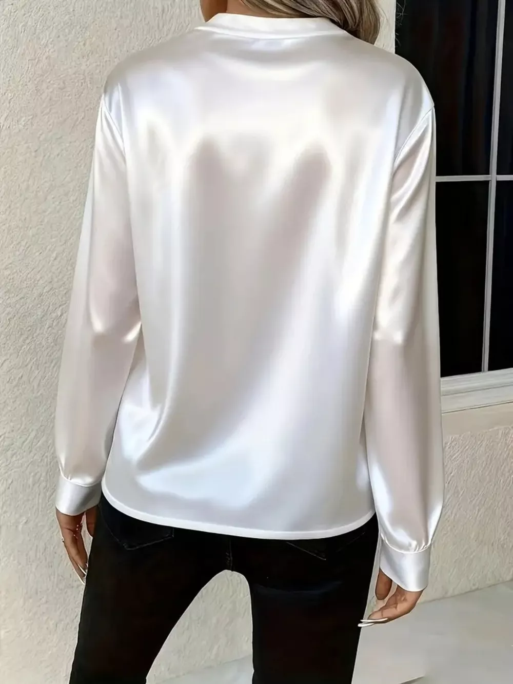 Notched Long Sleeve Blouse, image 8