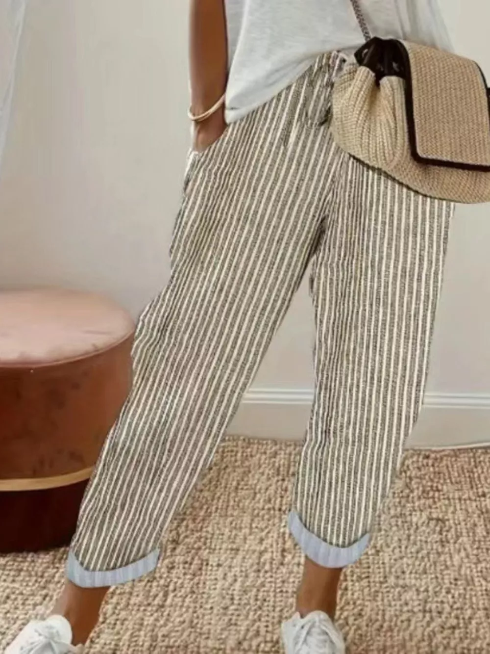 Striped Cropped Pants, image 10