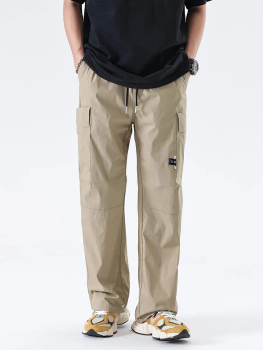 Men's Full Size Drawstring Wide Leg Cargo Pants Plus Size, image 2
