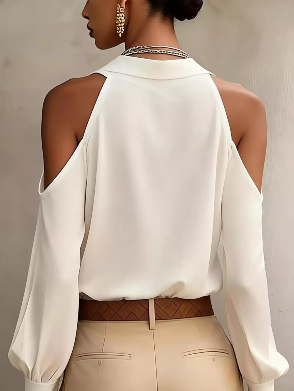 Cold-Shoulder Button-Down Shirt, image 6