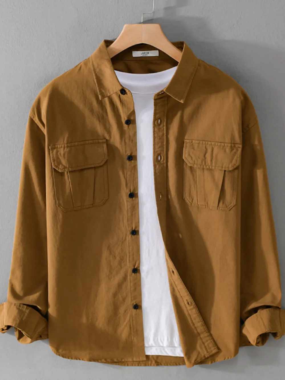Men's Plus Size Button Down Shirt with Dual Chest Pockets, image 2