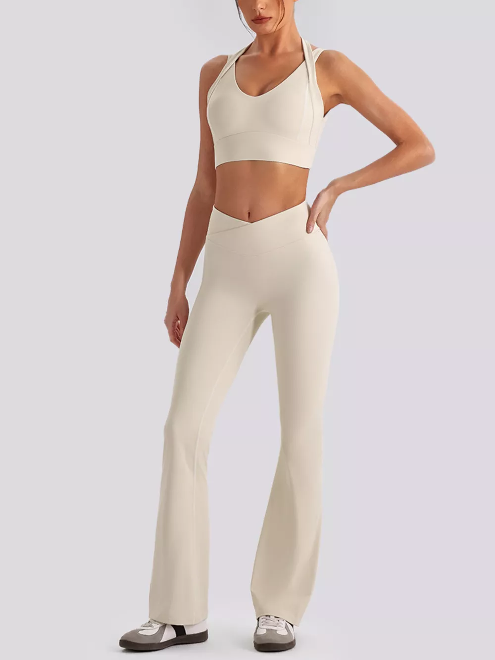 Seamless Criss-Cross V-Neck Tank and Leggings Active Set, image 2