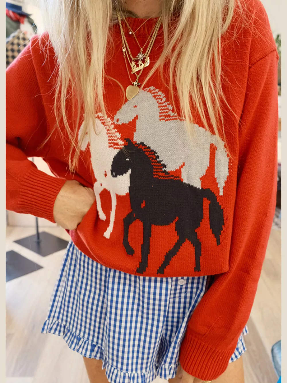 Horse Round Neck Long Sleeve Sweater, image 3
