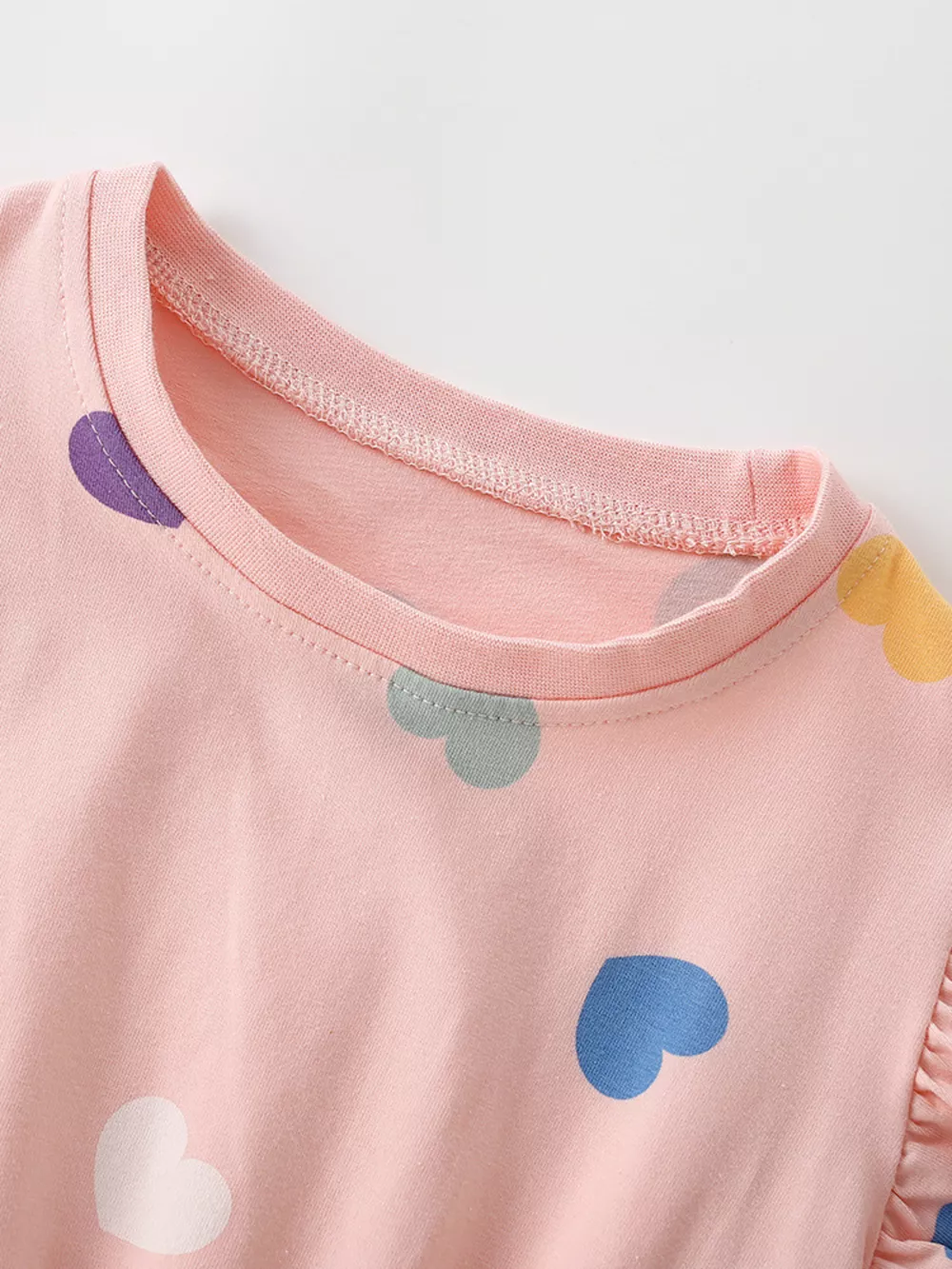 Children's Ruffled Sleeve Heart Print Casual Dress, image 3