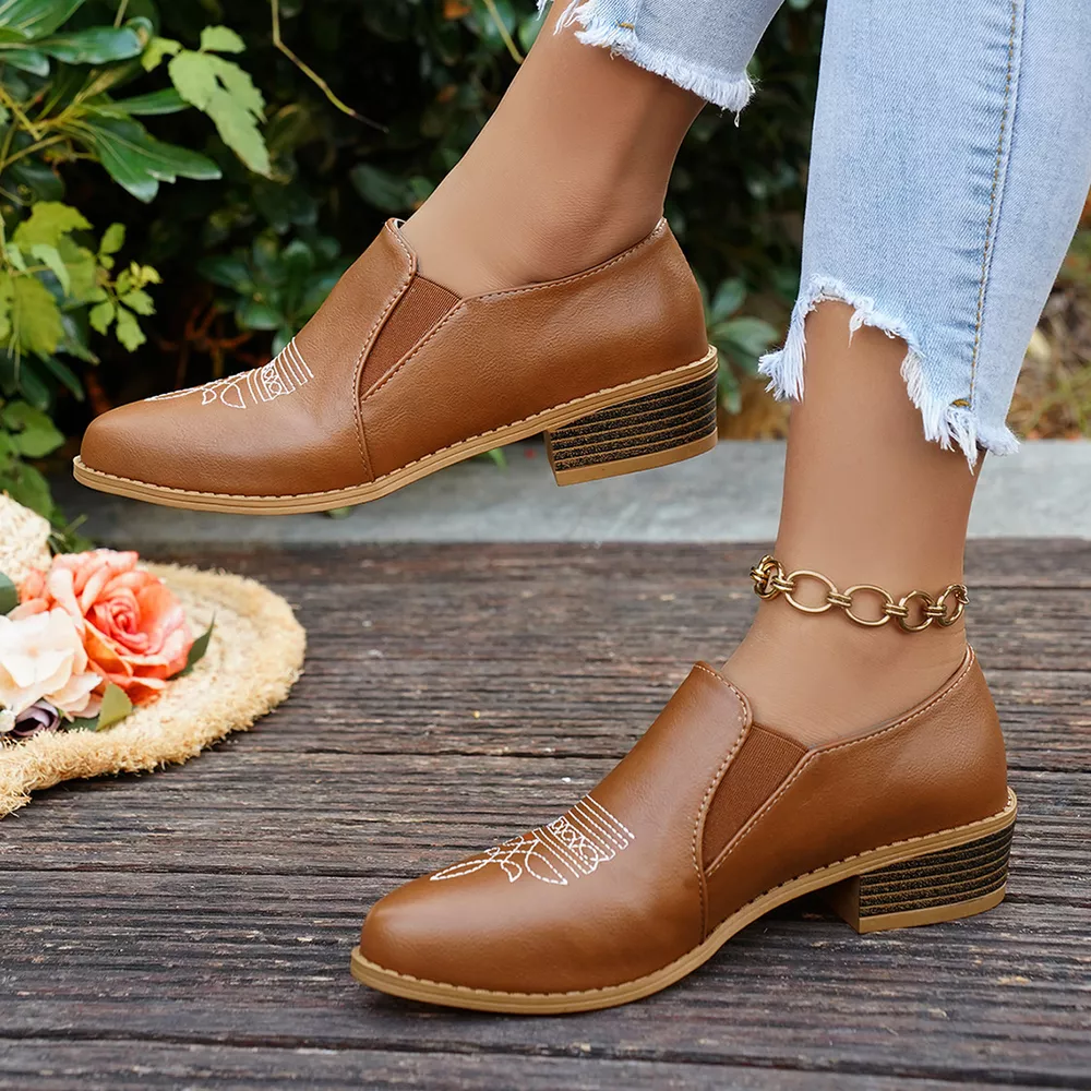 Point Toe Block Heels Loafers, image 5