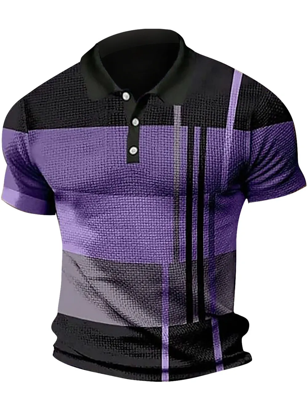 Men's Full Size Color Block Short Sleeve Polo Shirt Plus Size, image 4