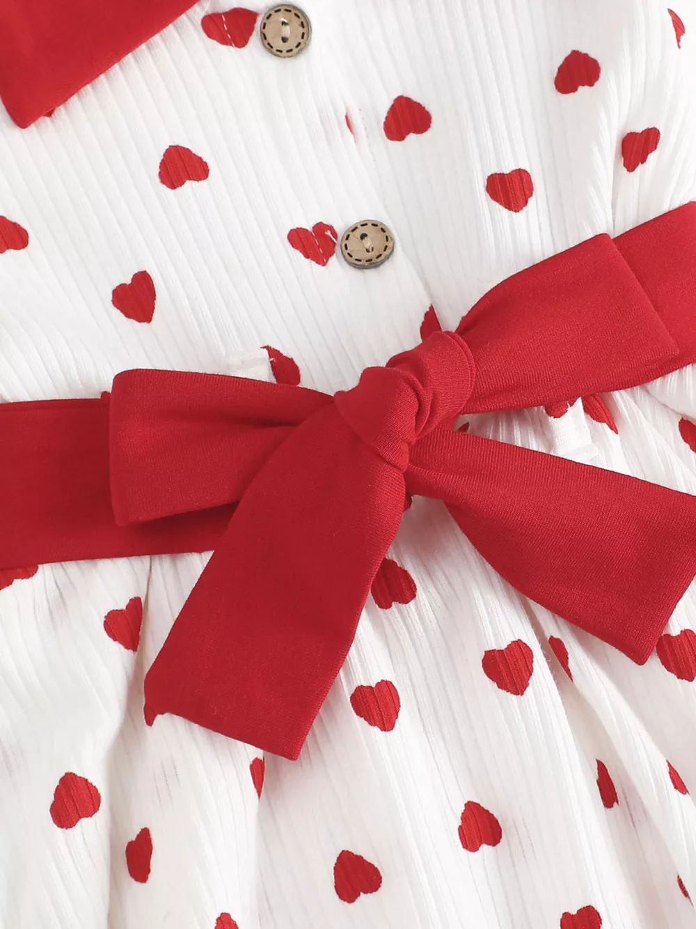 Children's Heart Print Tiered Dress and Belt Set, image 3