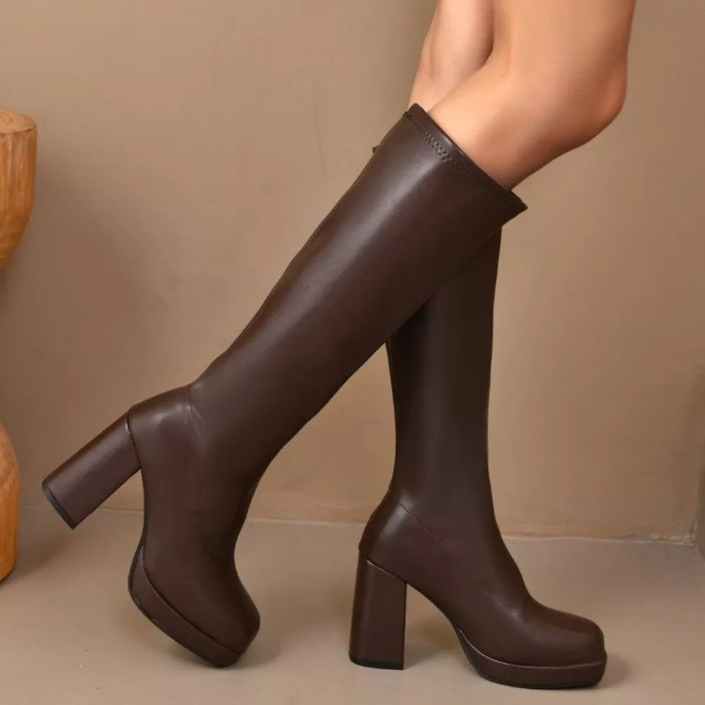Square Toe Block Heels Boots, image 2