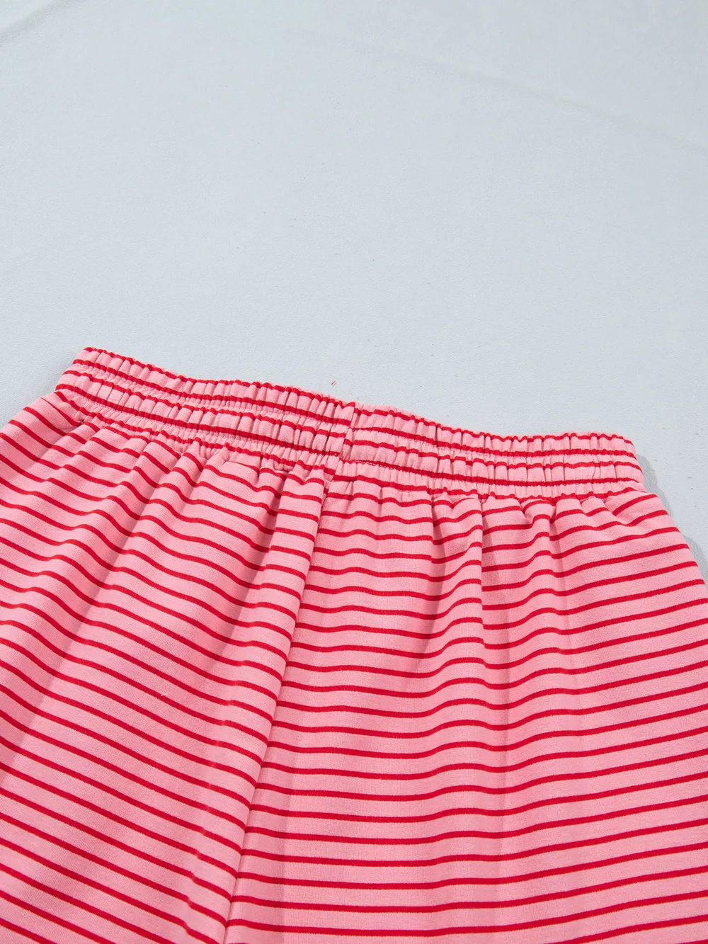 Stripe Ribbed Patchwork Mock Neck Baggy Pullover Matching Shorts Set, image 7