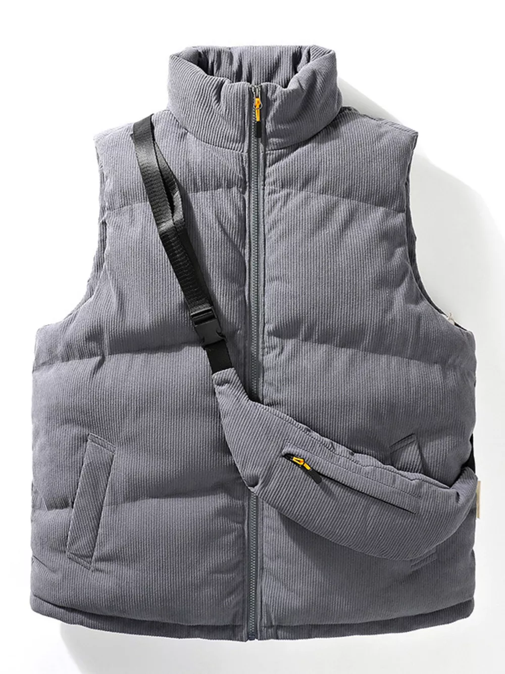Men's Plus Size Corduroy Padded Vest with Chest Bag 2-Piece Set, image 5