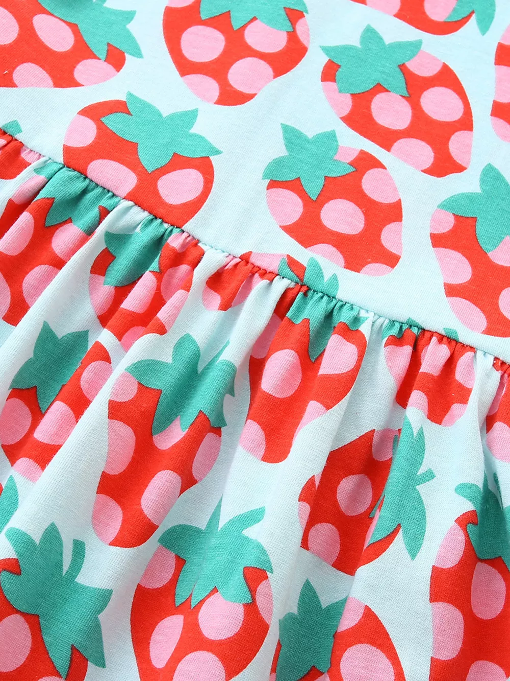 Children's Strawberry Print Ruffle Sleeve Casual Dress, image 4