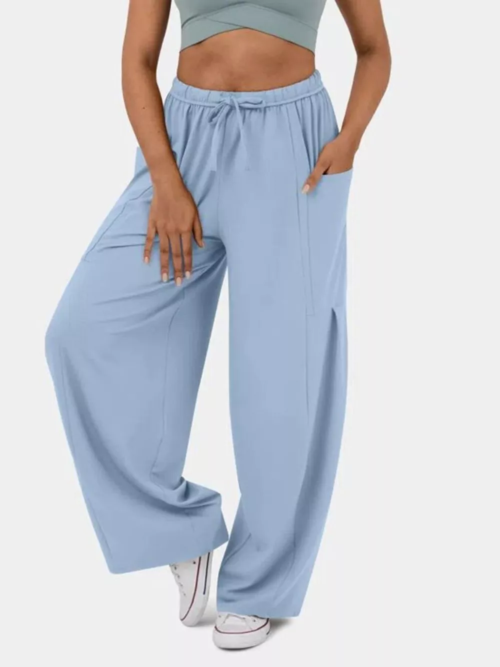High-Waisted Drawstring Wide-Leg Pants, image 7