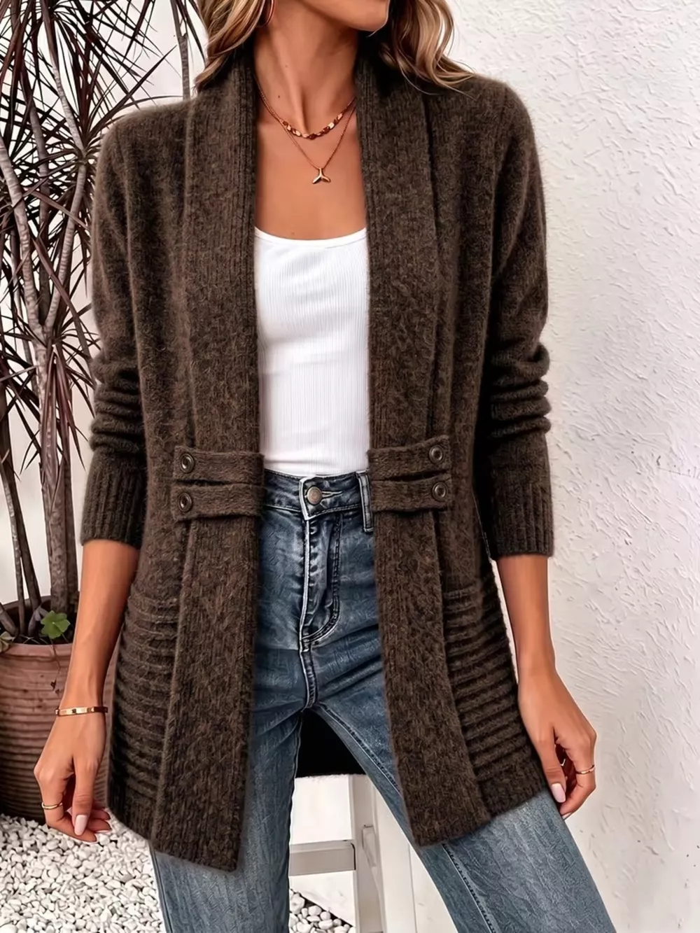 Full Size Open Front Long Sleeve Cardigan Plus Size, image 5
