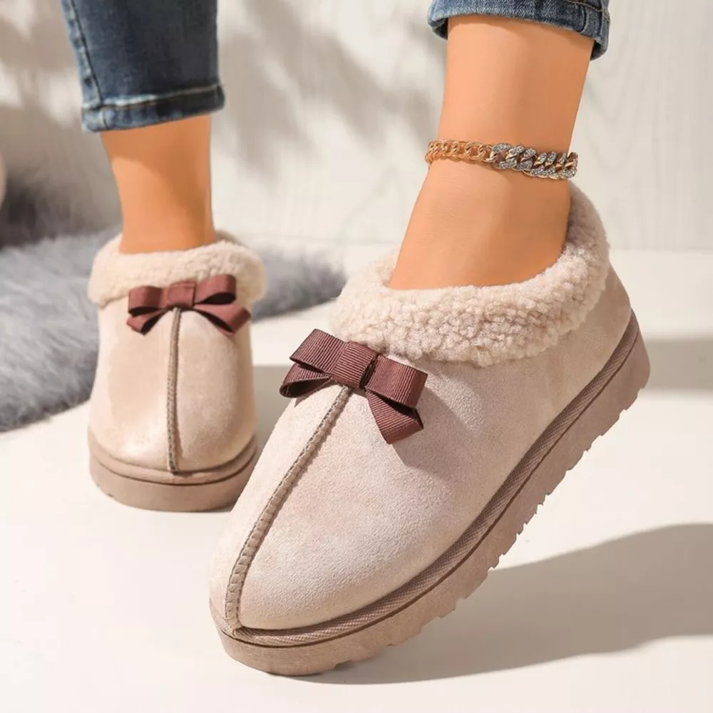 Cozy Bowknot Plush Lined Slip-Ons, image 30