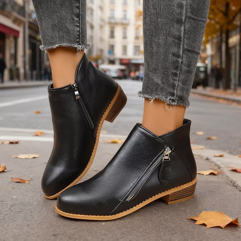 Size Zipper Block Heels Boots, image 11