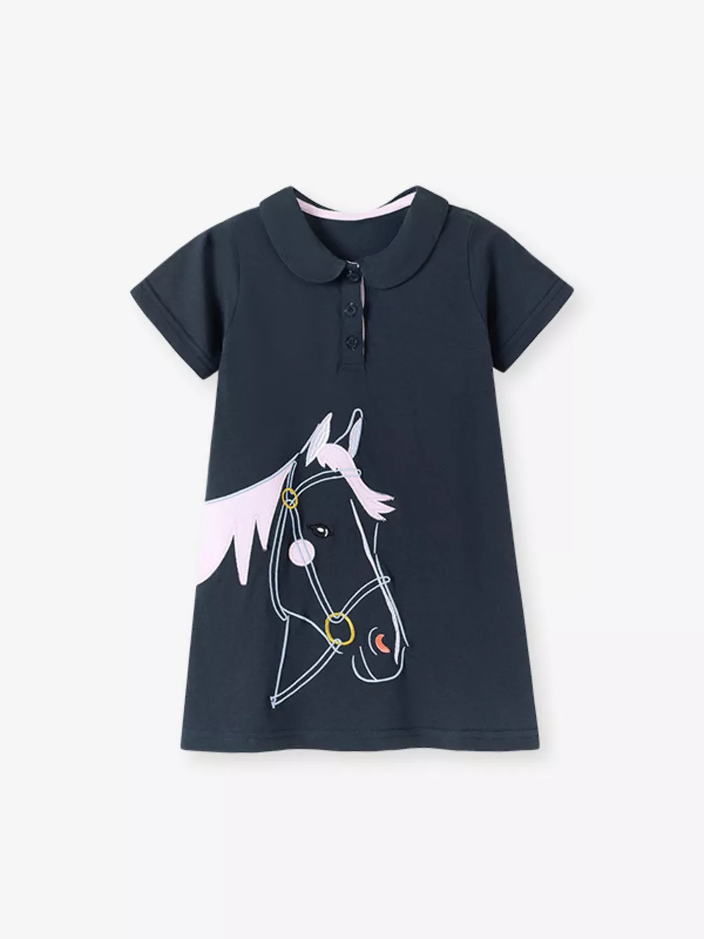 Children's Horse Short Sleeve Polo Dress, image 3