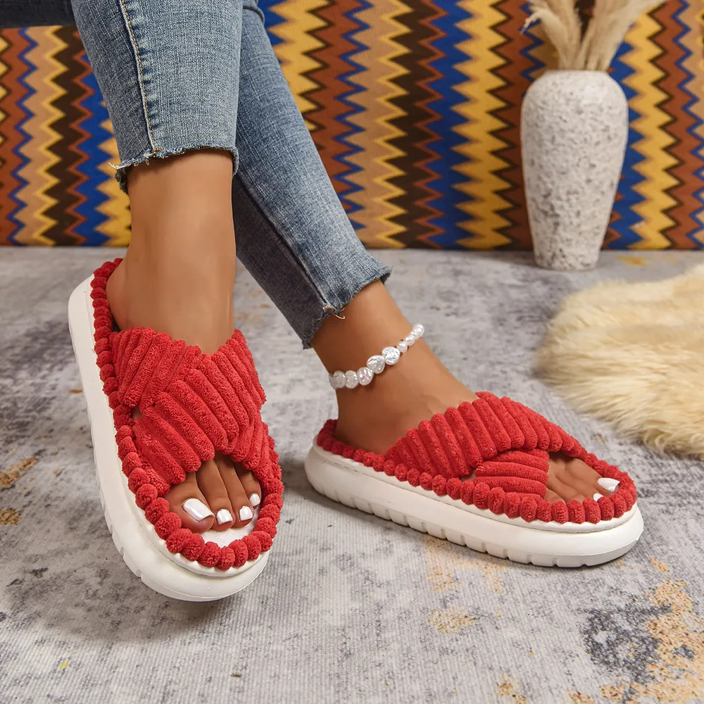Crisscross Open Toe Platform Slippers, image 15