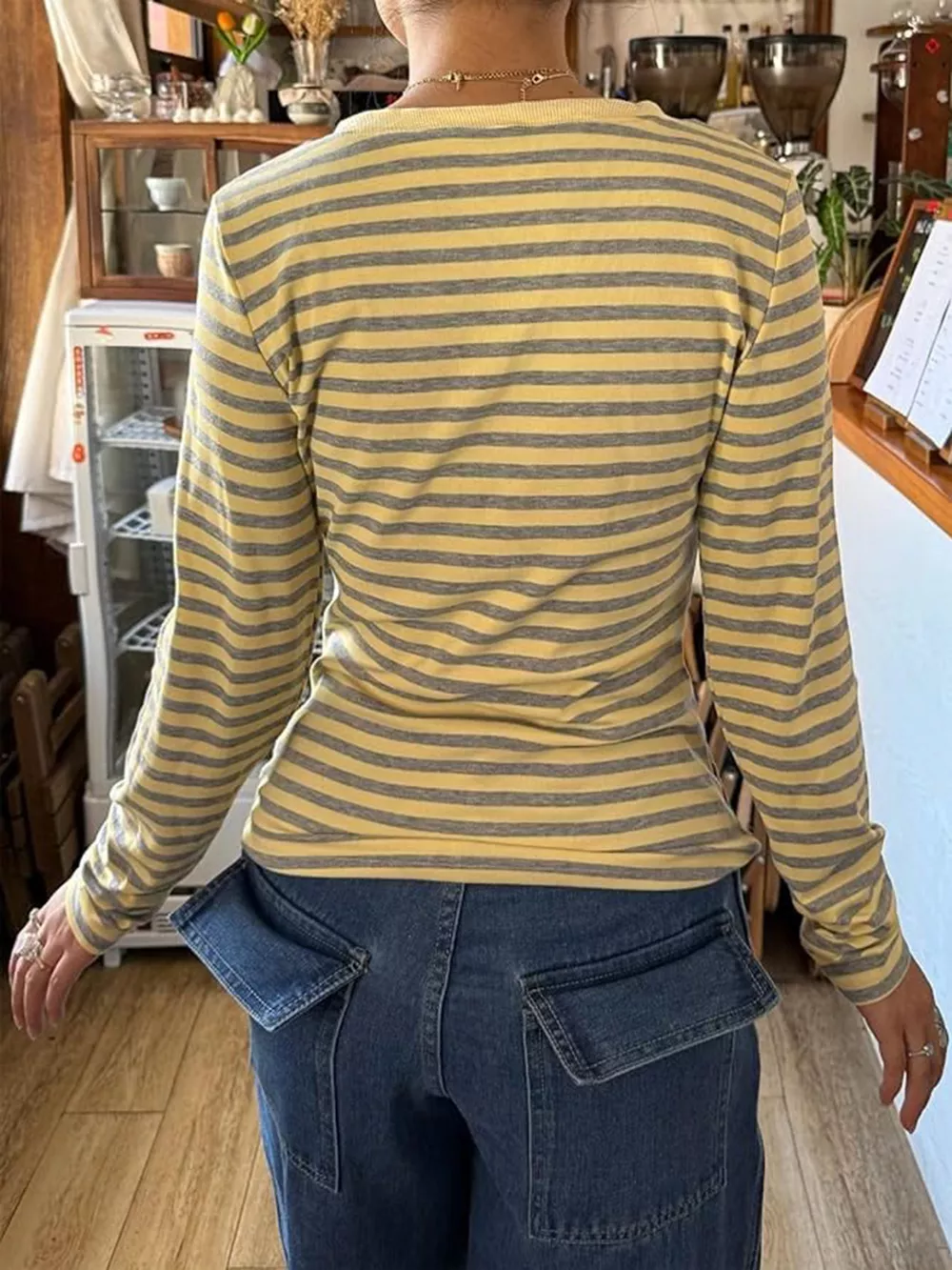 Slim-Fit Striped Long Sleeve T-Shirt, image 5