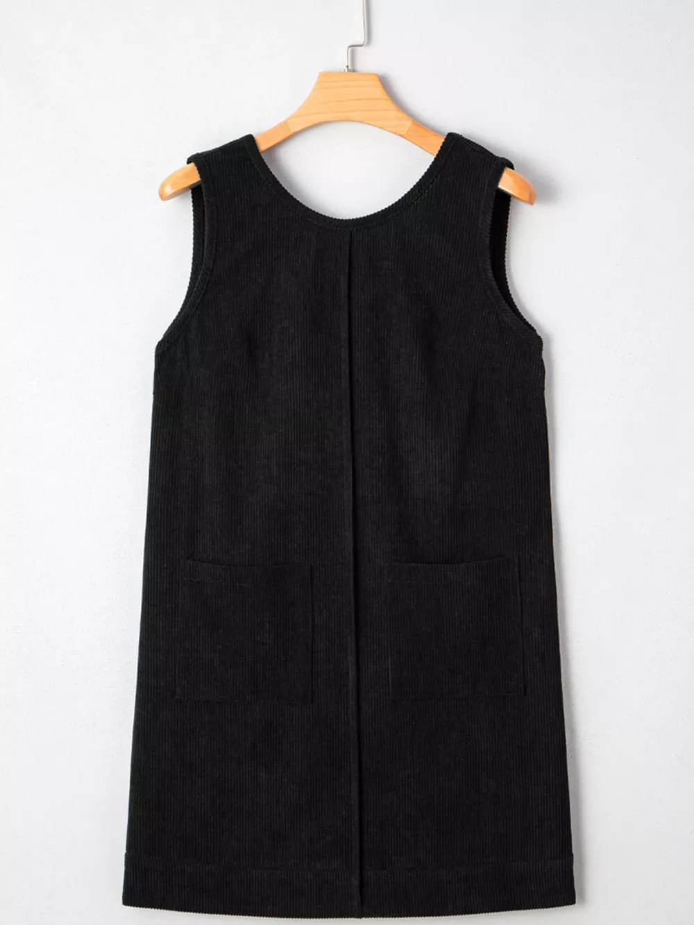 Corduroy Sleeveless Mini Dress with Patched Pockets, image 5