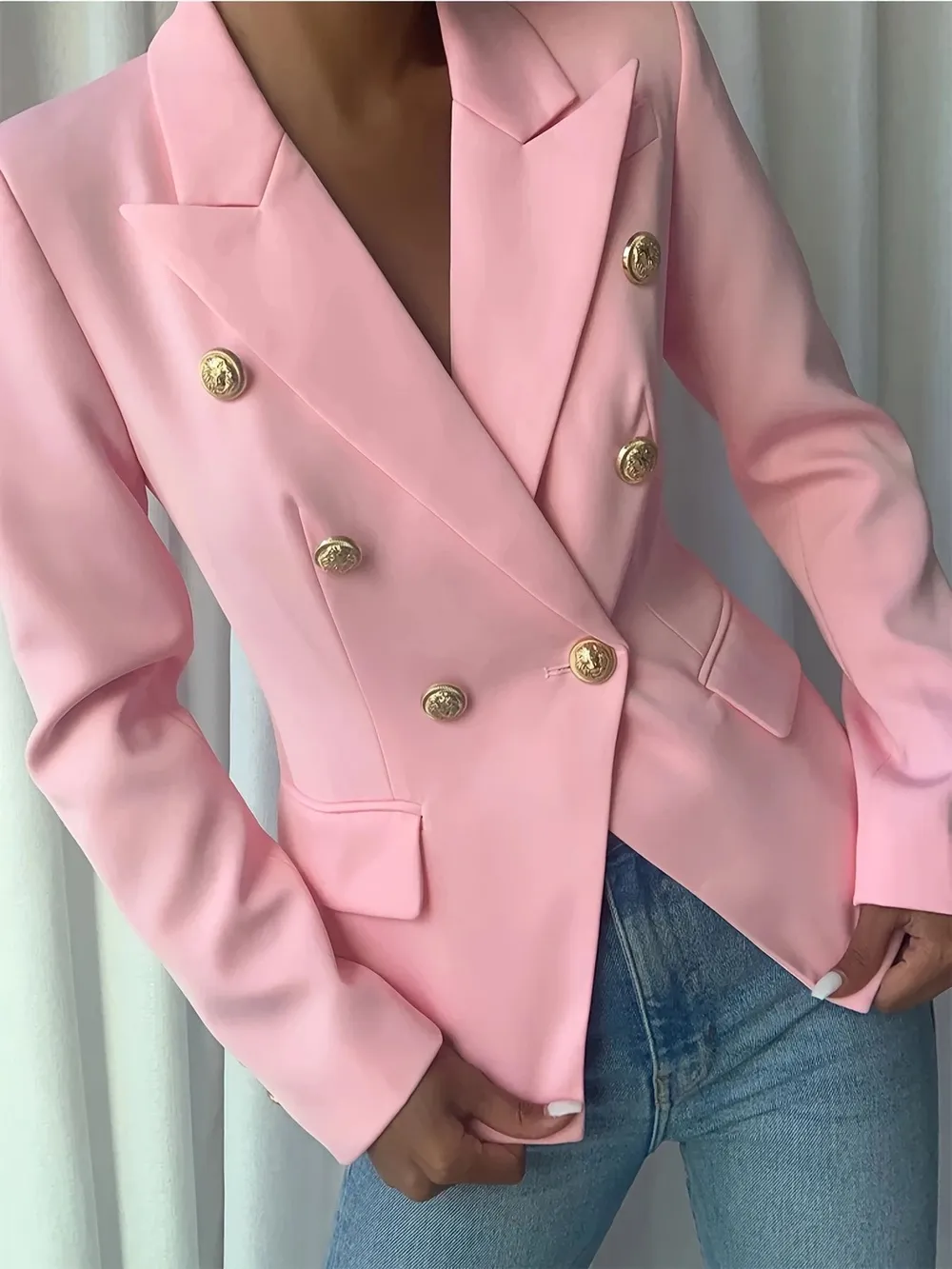 Decor Button Lapel Collar Blazer, image 16